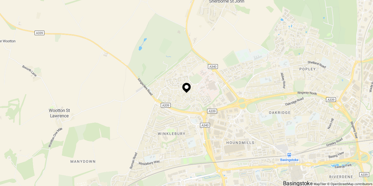 Approximate location of Crondall Terrace, Basingstoke, RG24 9GA